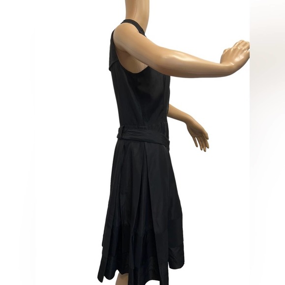 ZARA Basics Black Satin Feel Sleeveless MIDI Dress V-Neck Size Large - Picture 8 of 12